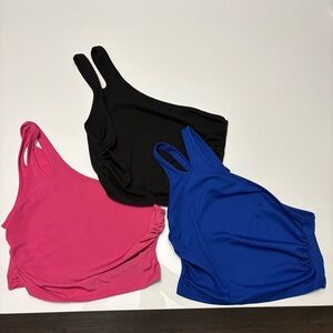 Vibrant Trio of Tank Tops - Black, Pink, Blue
